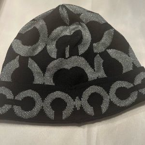 Women’s Coach Beanie Black and Silver NWOT